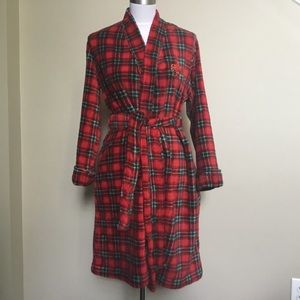 Like New RALPH LAUREN red tartan plaid Fleece robe S